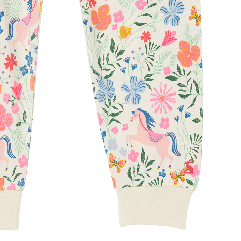 Joules Girls Doze Days Applique Pyjama Set - Horse Folk Floral-4